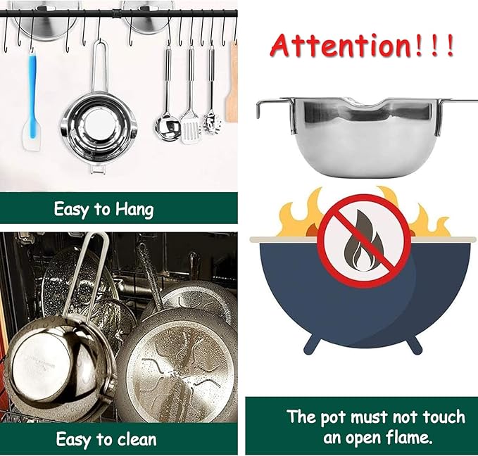 DIY Candle Making Supplies Kits for Adults Beginners, Including Double Boiler Pot, Candle Wicks, Wick Holder, Wick Stickers, Spoon