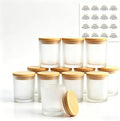 GLATABAM 7 OZ Candle Jars 12 Pack - Bulk Glass Candle Making Jars with Bamboo Lids & Labels, Heat Resistant Empty Reusable Candle Vessel for Containers(Frosted White)
