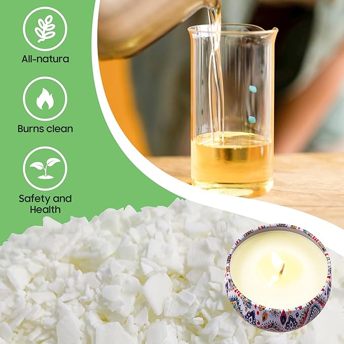 Candle Making Wax Soy Wax for Candle Making Supplies, 2.2lb Natural Soy Wax Flakes, Paraffin Wax for Candle Making Kit, 100 Cotton Candle Wicks &100 Wick Stickers & 2 Wicks Holder