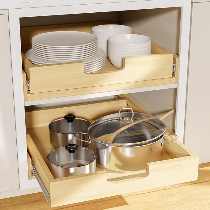 Pullout Cabinet Organizer, 29''W×21''D×3''H Slide Out Shelves for Kitchen Cabinets, Pull out Drawers for Kitchen Cabinets, Pantry, Bathroom, & Storage Organization