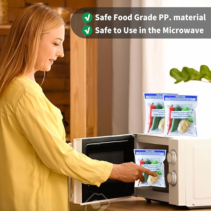 36 Pcs Microwave Steamer Bags Zipper Steam Cooking Bags Reusable Microwave Cooking Bag for Vegetables Potatoes and Meat, 7.9 X 8.6 Inches (36)