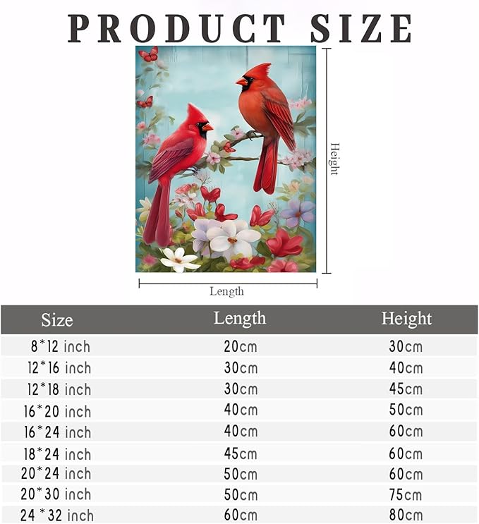 GUAIEUW Red Bird Bouquet Diamond Painting Kit for Adults, Full Round Diamond Cardinal Bird 5D Diamond Painting DIY Art Crafts for Winter Home Wall Decor Holiday Gift 12x18 Inch