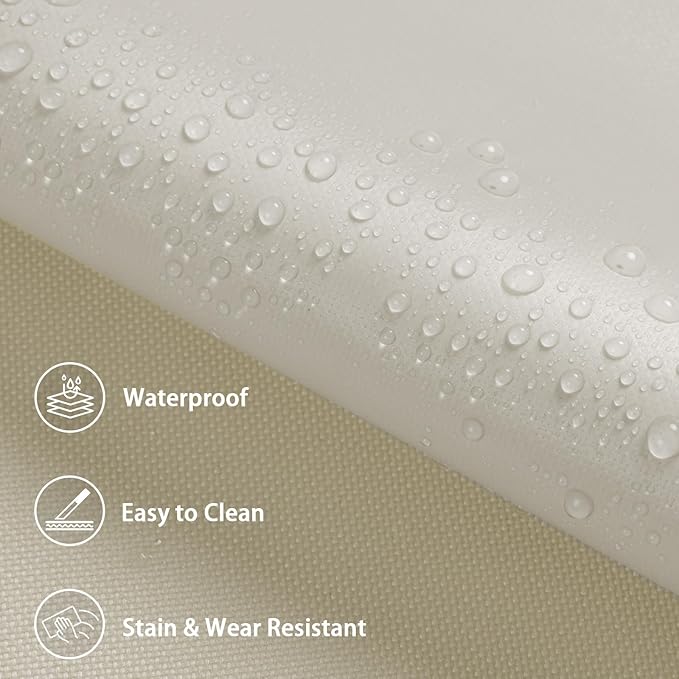 Waterproof Marine Canvas Fabric by The Yard 58" W 600D PVC Backing Water-Resistant Polyester Fabric Upholstery Material for Outdoor Indoor Marine Awning Tent Boat Furniture Cover DIY, 3 Yards Beige