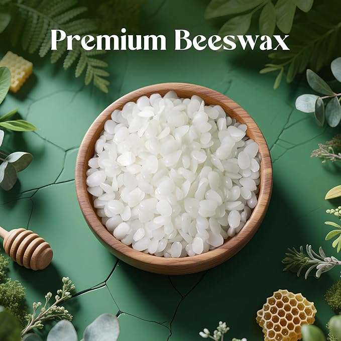 NORVENCE Beeswax Pellets 1LB/5LB/20LB, Pure & Natural White Beeswax for Candle Making, DIY Skin Care, Lip Balm, Soap, Lotion, Creams & Wood Polishing – 1LB