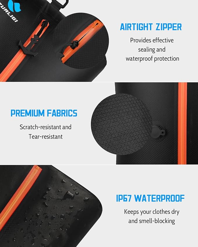 Zurligi Travel Vacuum Compression Bags with Removable Handle & Mini Pump – 39L Reusable IPX8 Waterproof Vacuum Packing Cubes, Vacuum Seal Bags for Clothes, Suitcase & Backpack(1-Pack Black)