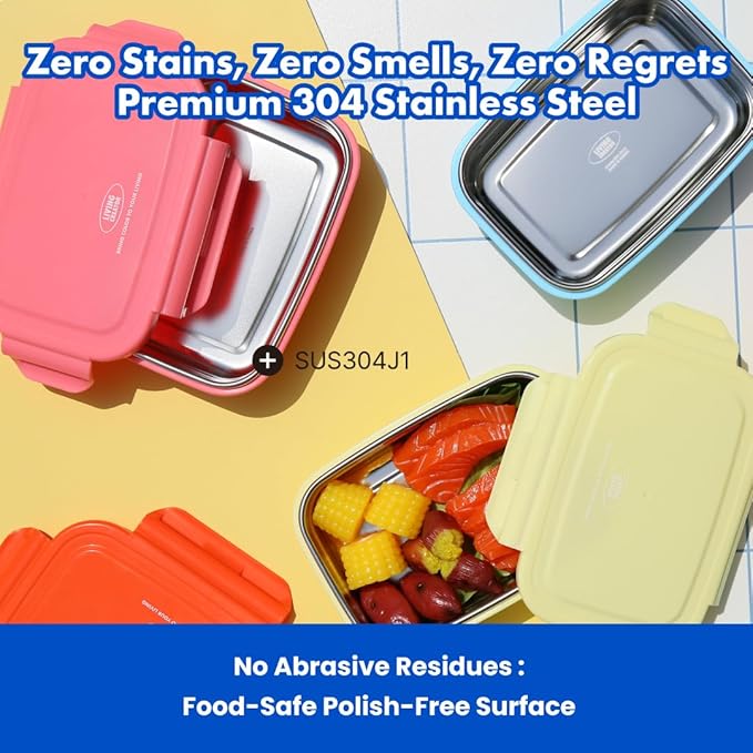 KeeperTen Microwave Safe Stainless Steel Food Storage Container(Melon Green, 37.2oz) Leakproof, Dishwasher & Freezer Safe, BPA-Free, Odor Resistant, Reheat or Store Meals On-the-Go