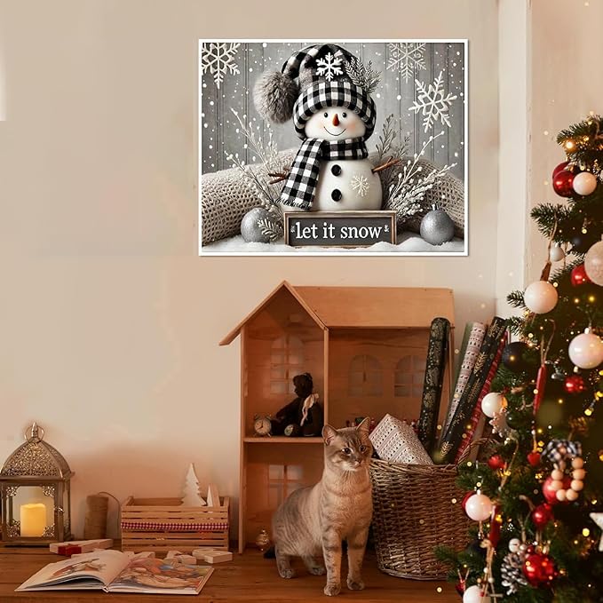 TCDZMYGS Christmas Paint by Numbers Kit for Adults Beginner,Winter Snowman Paint by Number Kits with Frame,DIY Acrylic Oil Painting by Numbers for Home Wall Decor 9.5 x 11.8 inch