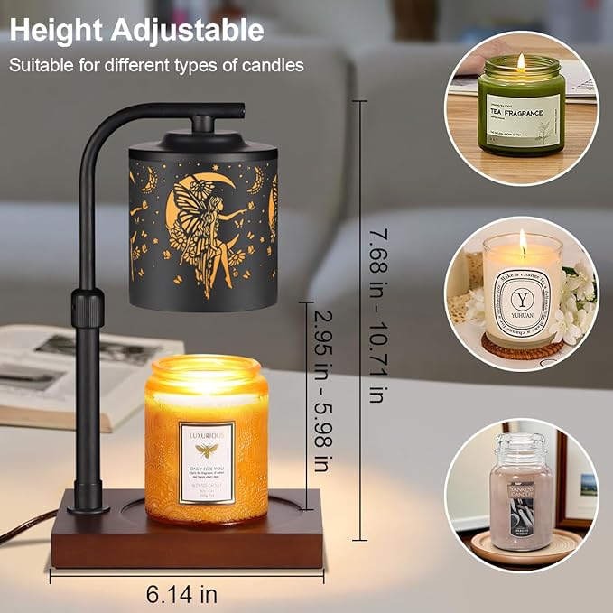 Candle Warmer Lamp with Adjustable Height Dimmable for New Home Decor Electric Candle Warmer for Jar Candles Birthday Gifts for Women Mom(Moon)