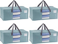 VENO 4 Pack Heavy Duty Moving Bags, Christmas Storage Bins with Lids, Transparent Window Design, Alternative to Moving Boxes, Storage Bags for Clothes, Blankets, Comforters (Light Blue Matte, 4 Pack)