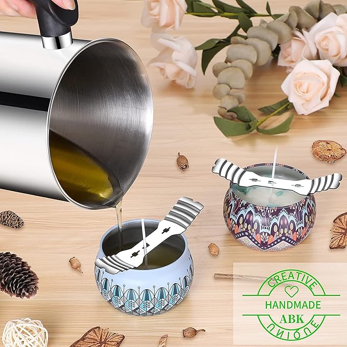 10 pcs Metal Candle Wick Holders, Upgraded Candle Wick Centering Devices, Silver Stainless Steel Candle Wick Holder for Candle Making