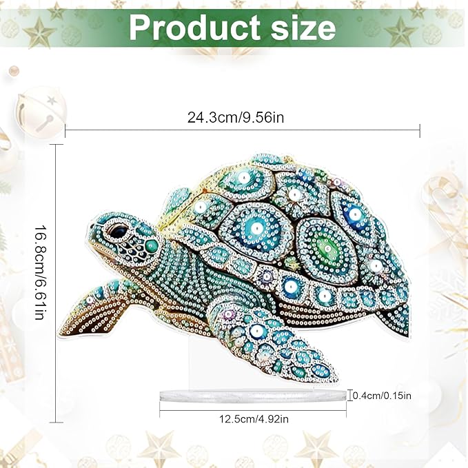 antor DIY Diamond Painting Desktop Ornament Turtle, Special Shape Diamond Art Kit Ornaments, Crystal Sea Turtle Tabletop Decoration for Adults Beginners, Home Office Decor Crafts Gift