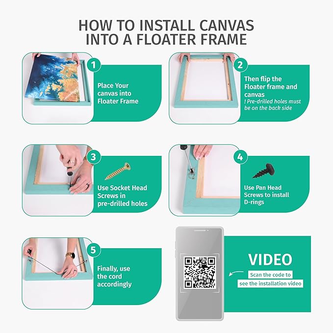 Pixy Canvas Floater Frame 6x12 for 3/4 (0.75) inch Deep Canvas Paintings/Canvas Prints/Wood Canvas Panels/Wall Art/Wall Decor/Home Decor/Artwork (Red Cherry, 6 x 12 inch, Portrait)