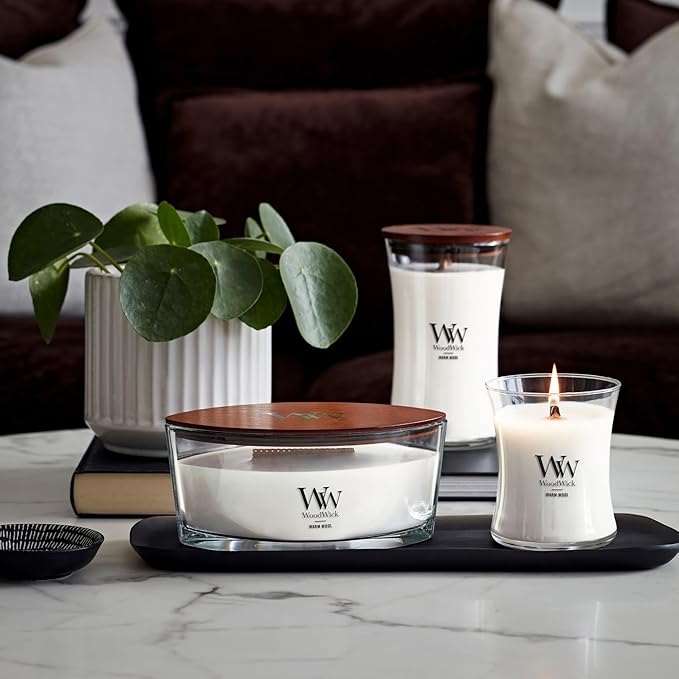 WoodWick Warm Wool Holiday Candle Gifts for Women and Men, 16 oz Ellipse Candle with Crackling Wick