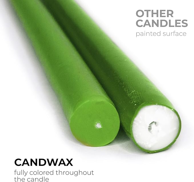 CANDWAX 10 inch Candlesticks Set of 12 - Dripless Taper Candles Perfect for Party or Decor - No Drip Grass Green Candle
