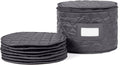 Covermates Keepsakes Dish Storage Case – Padded China & Dinnerware Organizer, Quilted Polyester Protection, ID Window, Zipper Closure, Machine Washable, Slate