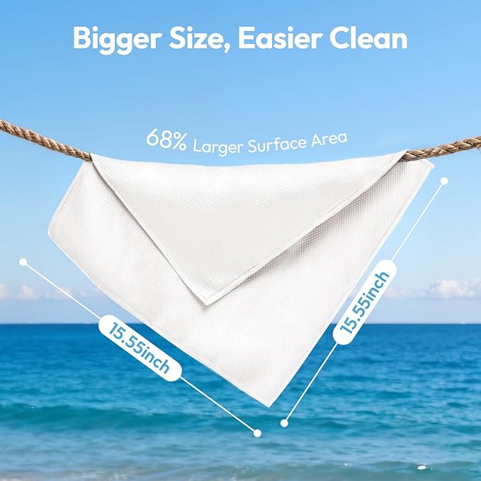 Microfiber Glass Cleaning Cloth 6 Pack, 15.5x15.5 Inch Magic Cleaning Rags, Lint Free Streak Free Reusable Towels for Windows, Mirrors, Cars, Screens, Kitchen and Stainless Steel Surface