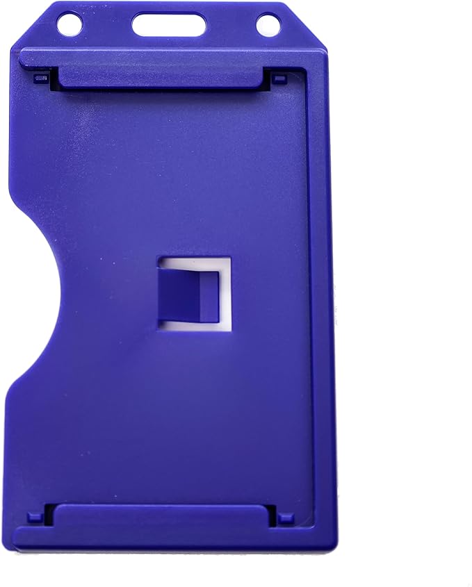 Heavy Duty 2-Sided Rigid Multi Card Holder - Hard Plastic Vertical ID Badge Holders for 2 Standard or Thick Prox Cards, Fuel Card, CAC, Work Badge by Specialist ID, Sold Individually (Navy Blue)