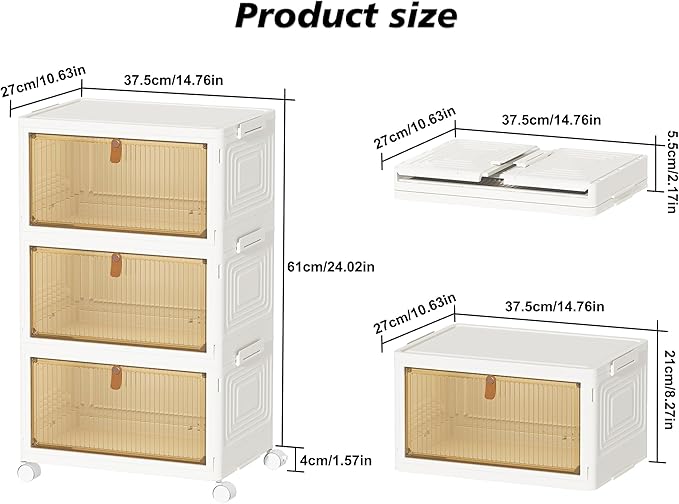 Closet Organizers and Storage 23Qt 3 Pack Stackable Storage Bins with 1 Lid Closet Organizer Boxes for Clothes Foldable Storage Box for Clothes/Office Supplies/Snacks (23Qt X 3)