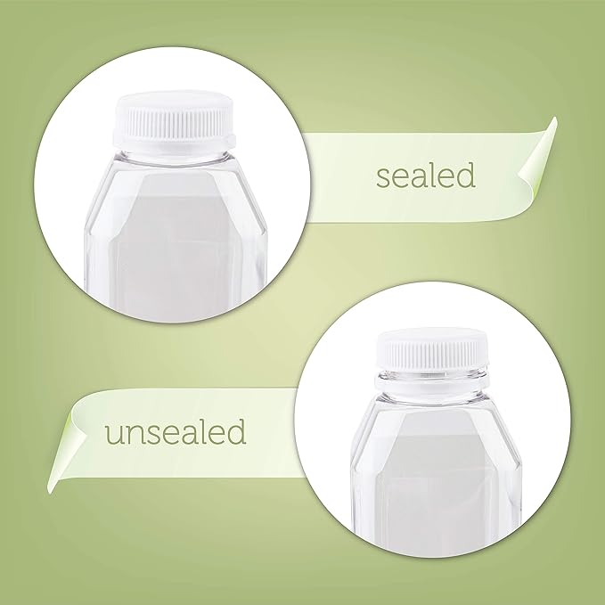 Disposable Plastic Juice Bottles-8 Oz with Lids | 24 Pack | for Water, Orange Apple Lemon Juicing, Smoothies, Milk, Reusable, BPA Free, Tamper-Proof Caps, Catering, Takeout