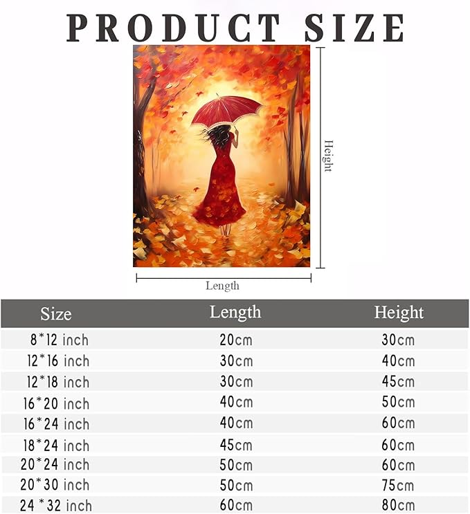 GUAIEUW 5D DIY Diamond Painting Kits for Adults - Autumn Beautiful Woman Diamond Painting, Full Round Diamond Canvas Diamond Art by Numbers Painting Kit Gift, Home Wall Decor 16x24 Inch