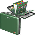 Fireproof Document Box, Expanding File Organizer with 13 Pockets, Portable Fireproof File Box Hard-Shell Document Organizer Storage for Documents Laptop Passports Cards Green