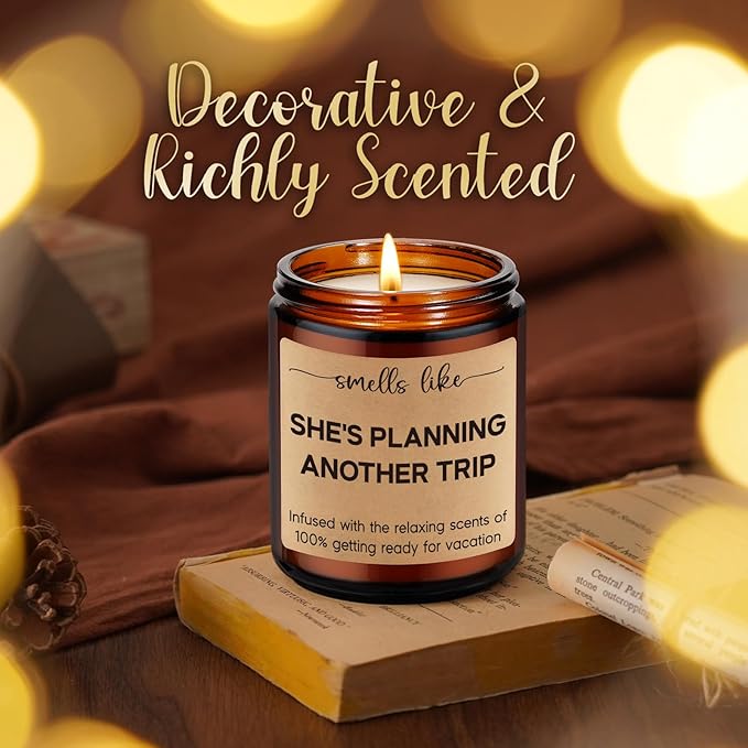 LEADO Candle, Travel Gifts for Women, Gifts for Travelers - Cool Ideas for People Who Travel, Girls Trip - Funny Birthday, Mothers Day, Traveling Presents for Travelers Women, Mom, Couple, Friend, Her
