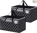 HomeHacks Heavy Duty Moving Bags with Tag Pockets, Collapsible Storage Totes for Moving, Camping & Travel -Foldable Packing Boxes, Zipper Handles, Black（2 Packs, 100L）