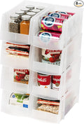 IRIS USA Clear Plastic Stackable Storage Bins, Medium - 8 Pack, Open Front Fridge Pantry Kitchen Closet Cabinet Bathroom Organizer Basket for Organizing Snack, Cans, Office Supplies, and Coffee Pods