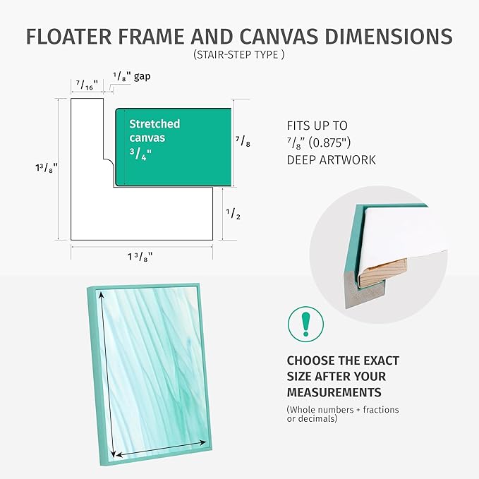 Pixy Canvas Custom Sized Floater Frame for 3/4 (0.75) inch Deep Canvas Paintings/Canvas Prints/Wood Canvas Panels/Wall Art/Wall Decor/Home Decor/Artwork (Dark Walnut, Custom Size, Portrait)