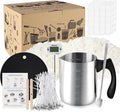 Wfmolcand Candle Making Kit with Hot Plate for Melting Wax,Including 2 LB Soy Wax, Melting Pot,5 Inch Wick Cotton,3-Hole Wicks Holder, Wick Sticker,Stirring Spoon,Thermometer,Anti-hot Silicone Mat…