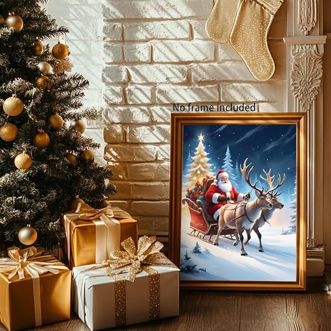 QZOTRXI Christmas Diamond Painting Kits,Santa Claus Elk Diamond Art Kit for Adults,5D Winter Paint with Diamond Full Drill for Home Wall Decor 10x12 Inch