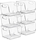 Sorbus Stackable Storage Bins Open Front, Clear Stackable Storage Bins, Pantry Bins for Storage and Organization, Acrylic Stackable Bins for Kitchen, Clear Pantry Organizer Bins (Small Square 6 Pack)