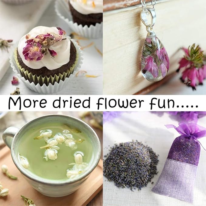 LAVEVE Dried Flowers, 21 Bags 100% Natural Dry Flower Herbs Kit for Soap, DIY Candle, Bath, Resin Jewelry Making Include Lavender, Don't Forget Me, Lily, Rose Petals, Jasmine and More
