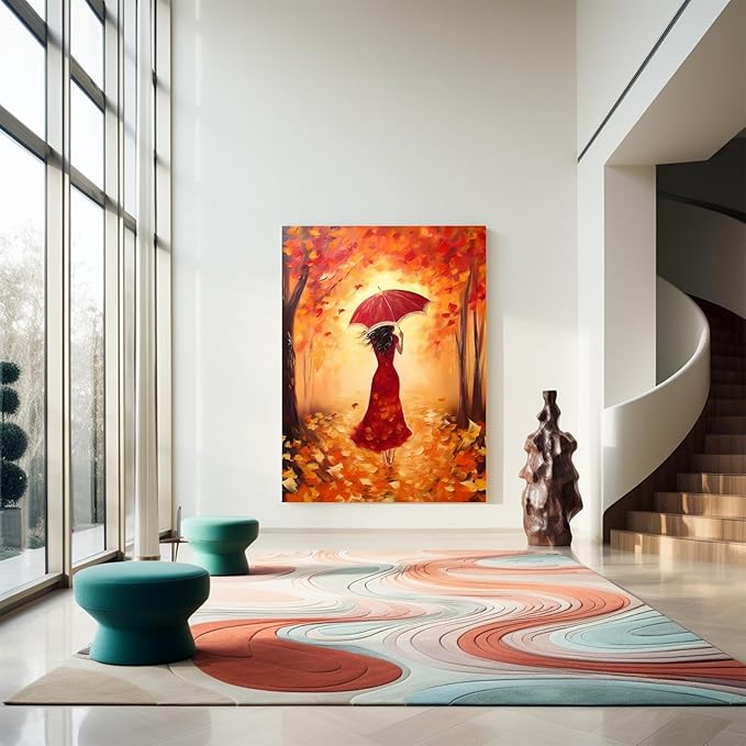 GUAIEUW 5D DIY Diamond Painting Kits for Adults - Autumn Beautiful Woman Diamond Painting, Full Round Diamond Canvas Diamond Art by Numbers Painting Kit Gift, Home Wall Decor 16x20 Inch