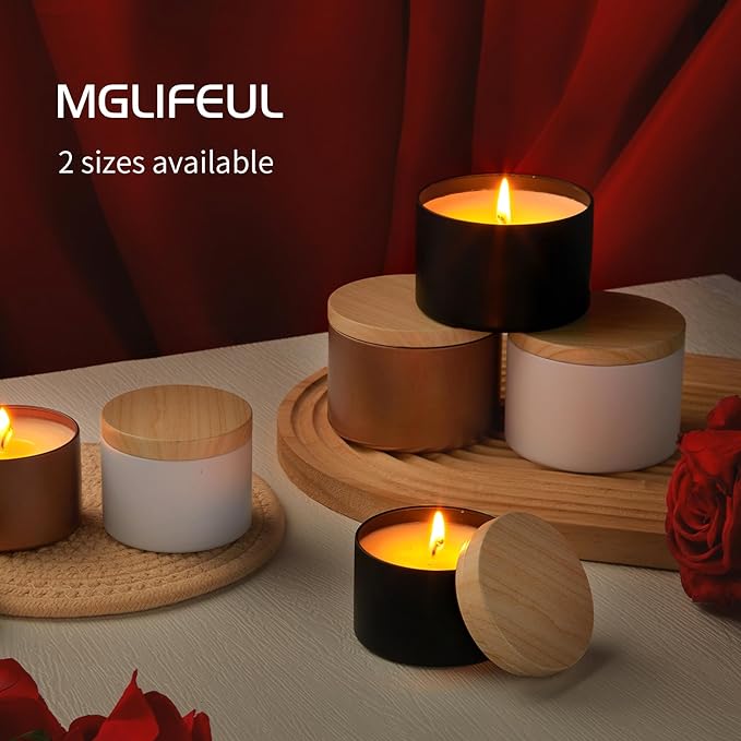 MGLIFEUL Candle Tins Jars Container Vessels for Making 4 8 Oz Rose Glod Empty Candle Tins Can Gift Box Packaging With Lid Wax Container Bulk Making Diy Candle Supplies Accessories(Rose Glod,8oz,24pcs)