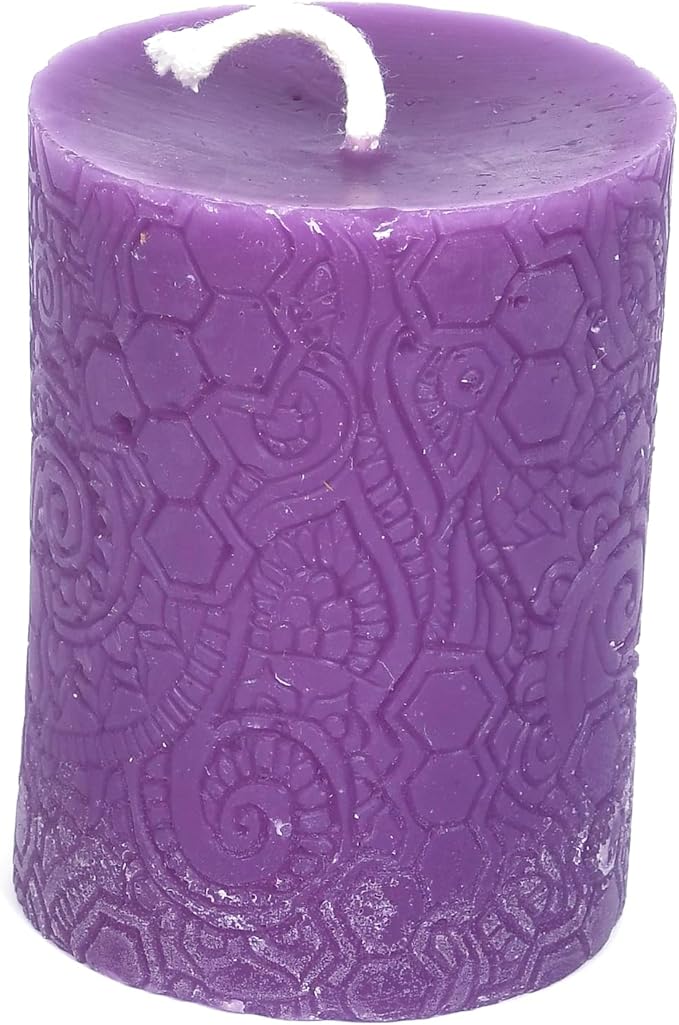 BeeTheLight Beeswax Pillar Candle - 100% Pure Bees Wax - Choose Your Size and Color - Up to 72 Hour Burn Time - Approx. 2x3, 3x4, 3x6 - Unscented - Natural Light Honey Scent (Cosmic Purple, Medium)