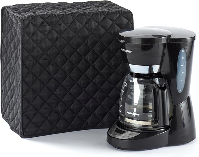 Covermates Keepsakes Coffee Maker Cover – Quilted Appliance Protector for Espresso Makers – Dust & Stain Resistant, Washable Slip‑On Design for Countertop Storage, Black