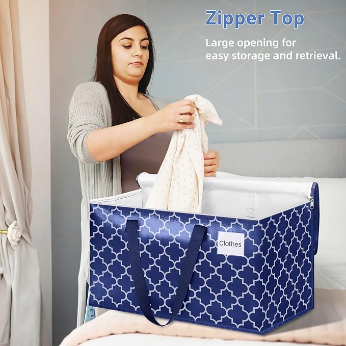 Fabspace Moving Bags, Extra Large Moving Supplies, Heavy Duty Storage Bags, Packing Bags with Reinforced Zippers & Handles, Collapsible Packing Boxes, Storage Totes for Moving, Packing, 100L, 4 Packs