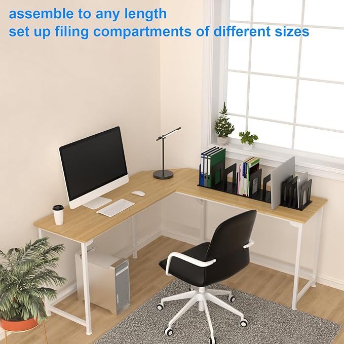 Adjustable Vertical File Sorter Sturdy Plastic Expandable Upright File Holder, Desktop Binder Organizer, School Office File Organizer Bookshelf Divider, Assemble Easily Endlessly, Pink