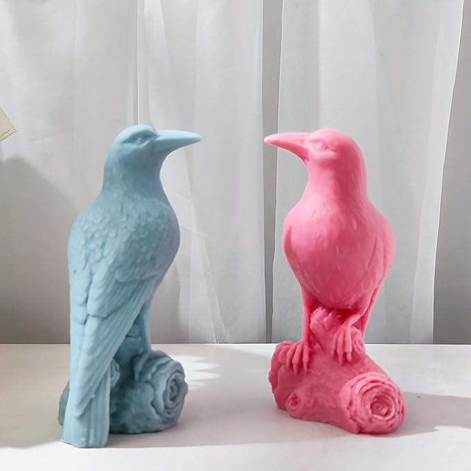 Crow Raven Cylinder Candle & Resin Mold - Resin Casting Silicone Molds for Home Decor & Candle Making Wave Spiral Mold