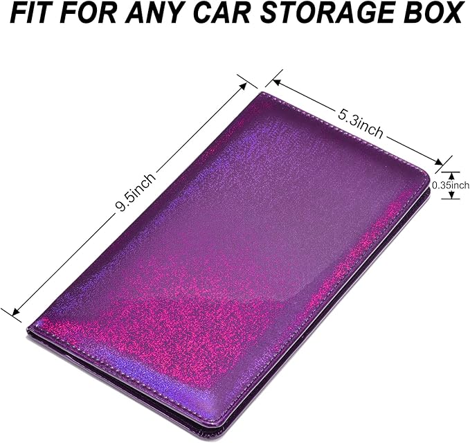 HERRIAT Car Registration and Insurance Card Holder,Glitter Leather Vehicle Glove Box Automobile Documents Paperwork Wallet Case Organizer for ID, Key Contact Information Cards,Men&Women