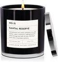 Santal Reserve Luxury Scented Candles, 9oz Soy Wax Candles for Home Scented, Sandalwood, Amber, Iris & Leather Scent, Long Burning Time, Gifts for Women, Men, Sister, Teacher, Christmas