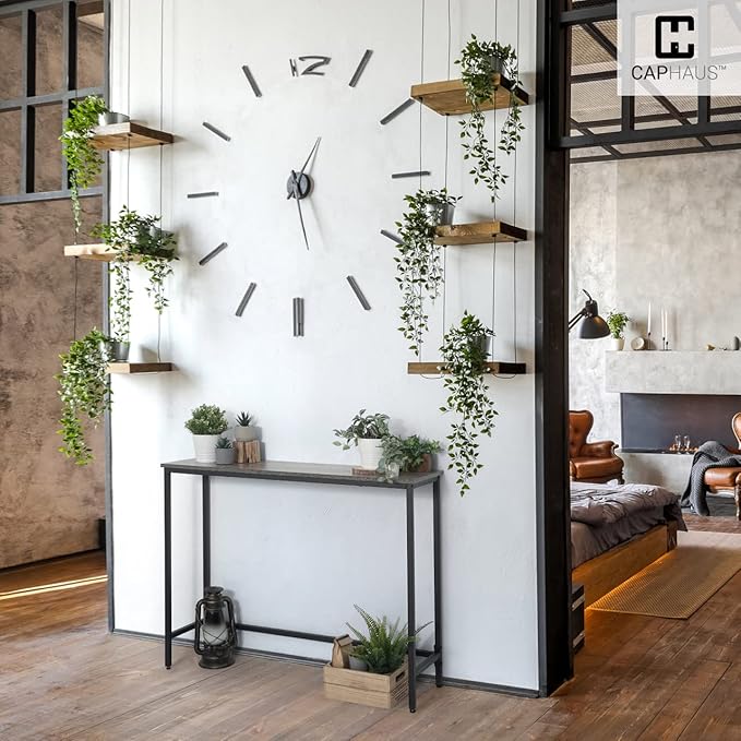 CAPHAUS 41” Classic Console Table for Entryway, Modern Sofa Tableau for Living Room, Industrial Console Mesa, Snack Entrance Table for Hallway, Accent Behind Couch Plant Table, Grey Oak
