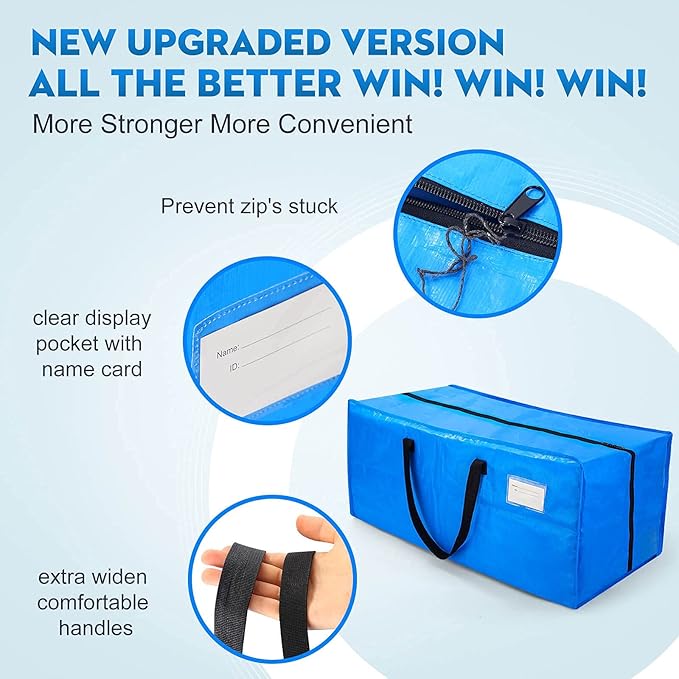 AlexHome Heavy Duty Extra Large Moving Bags,Storage Totes for Moving,Reusable Plastic Moving Boxes,Packing and Moving Supplies,Cloth Containers (Set of 7)