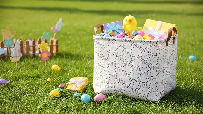 Rectangle Easter Gift Basket Empty,Bunny Easter Basket,Books Box,Room Decor(Bunny)