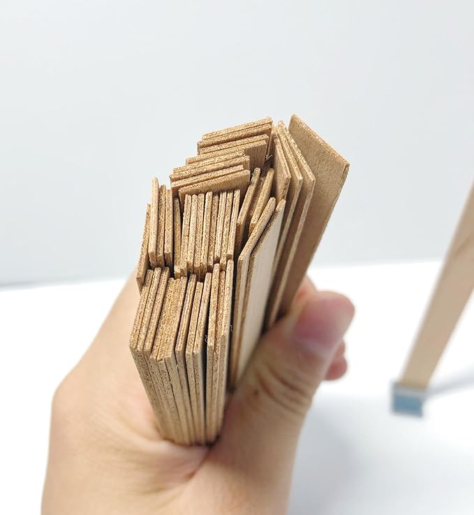 120 PCS Wooden Candle Wicks - 1mm Thick Natural Wood With Wick Stickers & Clips for DIY Candle Making