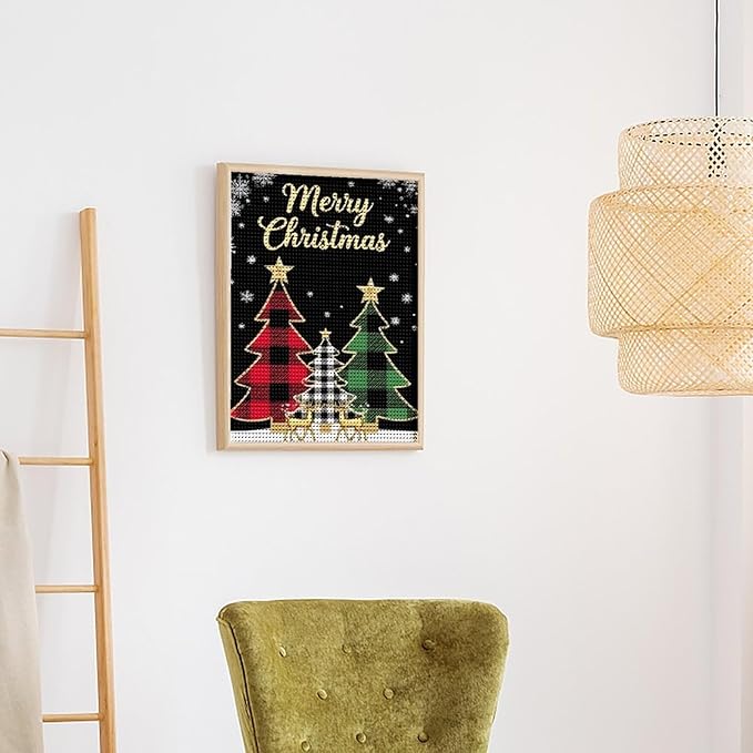AIVKIEJK Diamond Painting Kits for Adults - Merry Christmas Tree Holiday Painting DIY 5D Full Drill Diamond Dots Paintings with Diamonds Gem Art and Crafts Home Decor 16"x20"