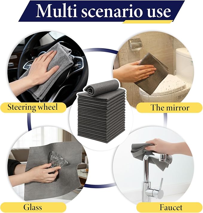 20 Pcs Thickened Magic Cleaning Cloth, Reusable Polyester Fiber Cleaning Rags Washable Cleanings Glass Cloth for Home Kitchen Window Glass Cars