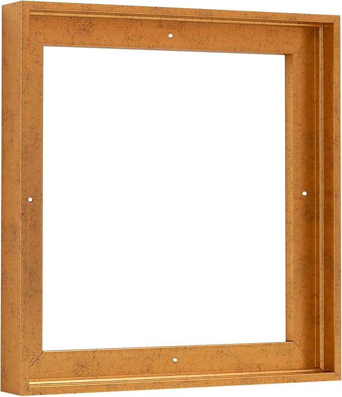 Pixy Canvas Floater Frame 33x33 for 3/4 (0.75) inch Deep Canvas Paintings/Canvas Prints/Wood Canvas Panels/Wall Art/Wall Decor/Home Decor/Artwork (Rustic Gold, 33 x 33 inch, Square)