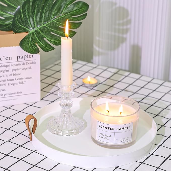 SUPMIND 12oz Candle Jars for Making Candles, 8 Pack Large Clear Glass Empty Candle Jars with Bamboo Lids and Wick Kit, Multiple Wicks Wide Mouth Candle Container Bulk, Ideal for Candle Business